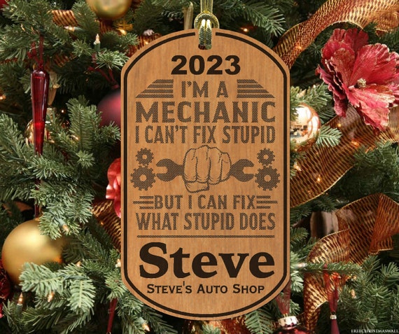 MECHANIC Christmas Ornament Gift, Personalized FREE with Name! Engraved  Wood Keepsake, Custom, Auto Shop