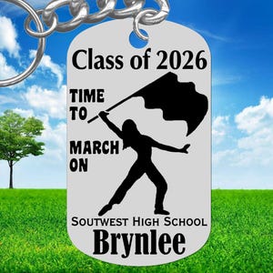 COLOR GUARD, Flag Corps Keychain Gift, Personalized FREE with Name! Custom Made, Senior Night Gift, Bag Tag, Graduation