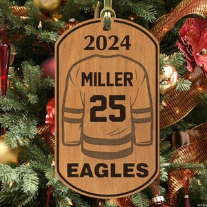 ICE HOCKEY Skater Christmas Ornament Gift, Personalized FREE with Name, Team and Number! Custom Made, Senior Night, Graduation