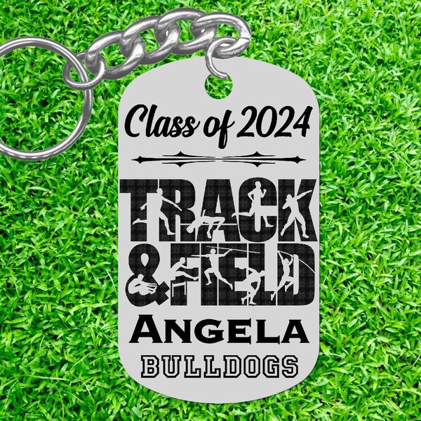 TRACK and FIELD Keychain Gift, Personalized FREE with Name and Team! Custom Made, Senior Night Gift, runner