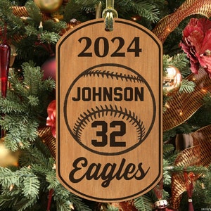 BASEBALL Player Christmas Ornament Gift, Personalized FREE with Name, Team and Number! Custom Made, Senior Night, Graduation, or Softball