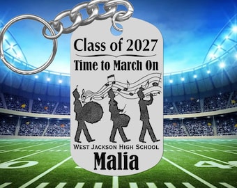 Marching Band Senior Keychain – Class of 2027 – Custom School Keepsake – Booster Club Gift - Bag Tag