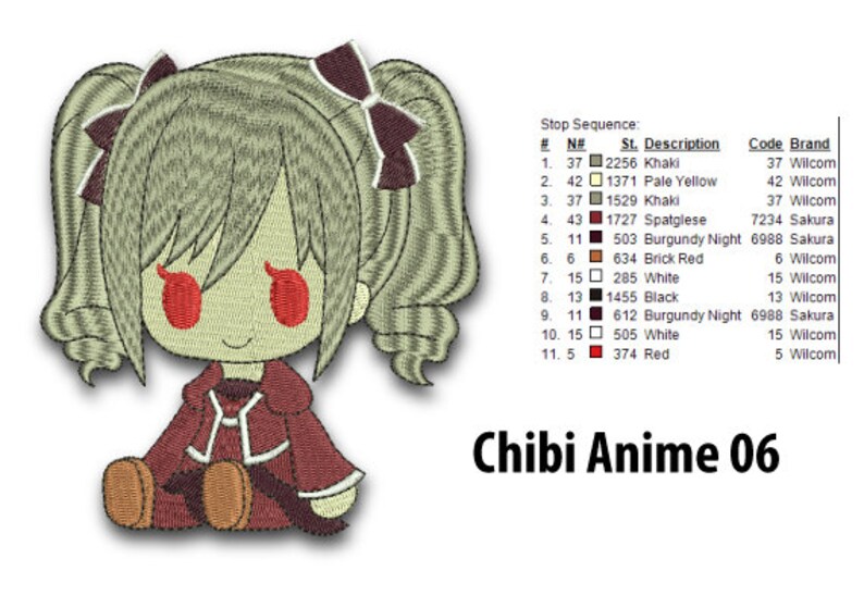 Embroidery design Chibi Anime Girl 06 INSTANT download Etsy