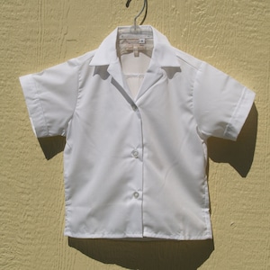 Vintage School Blouse Golden Rule Girl&#39;s Short Sleeve, White Tailored School Uniform Shirt,Front Pocket, Cotton Polyester, Uniform Shirt