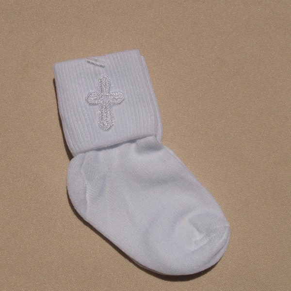Boys Embroidered Cross Socks, boys Wear, Baptism Socks, Socks, Special Occassion Wear, White Cross, Baby Shower Gift