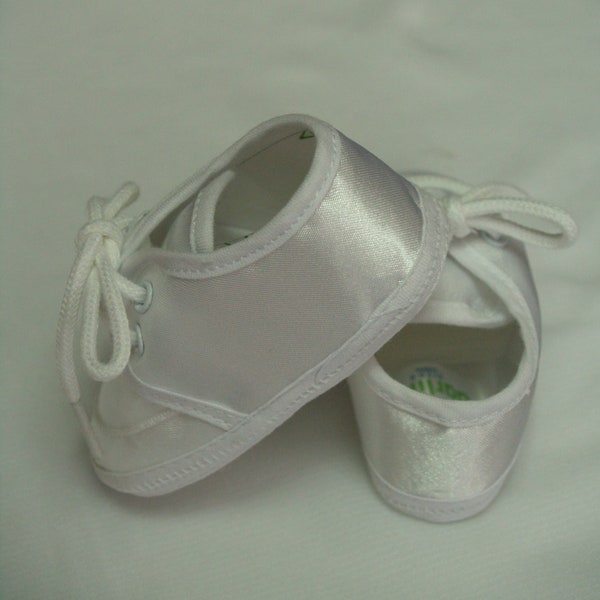 Baptism Satin Shoes, Baby Boys Sizes Preemie 00, and 0, 1, 2, 3, White Satin Baby Bootie, Crib Shoes,Christening,Presentation,Blessing