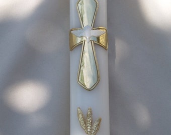 Silver Gold Baptismal Candle,Vela Confirmacion Bautizo,Holy Spirit White Dove,Silver Cross,Sacrament Confirmation,Catholic,First Communion