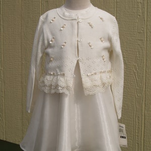 Ivory short Dress Size 3, and 4, Organza dress with knitted sweater 2pcs