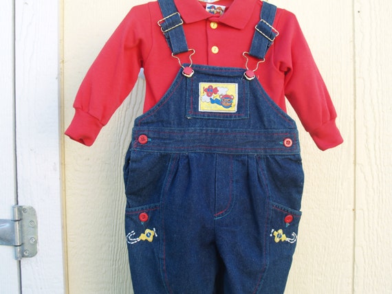 Overall Baby Boy 12M Infant Romper Set Red Shirt … - image 1
