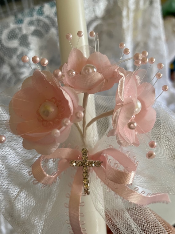 Candela Antigoccia Per Battesimi E Comunioni - Bianca Con Fiocco - Foto 8