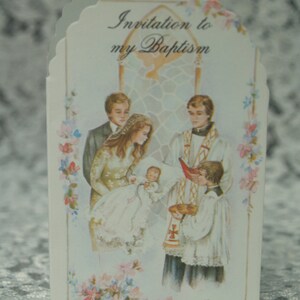 Invitaciones a la ceremonia de bautismo, invitaciones de 10 piezas, bautismo de ceremonia 10 invitaciones solo para inglés unisex, tarjetas vintage, bautismo efímero