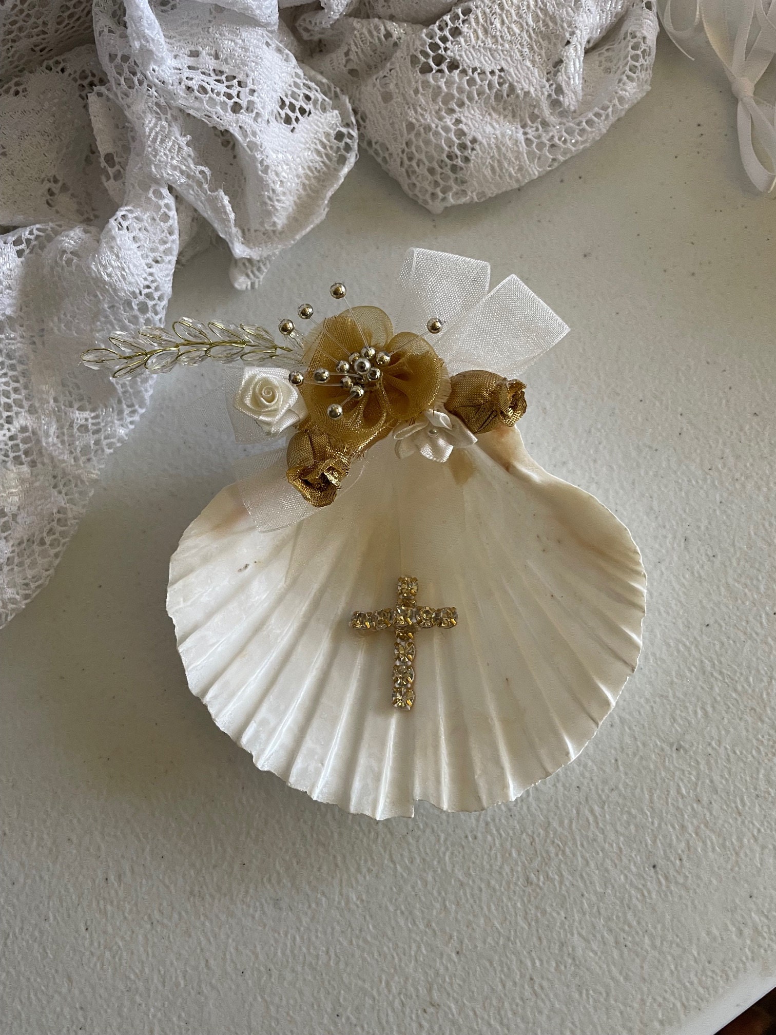 Baptism Shell for Ceremony White or Ivory Handmade, Christening ...