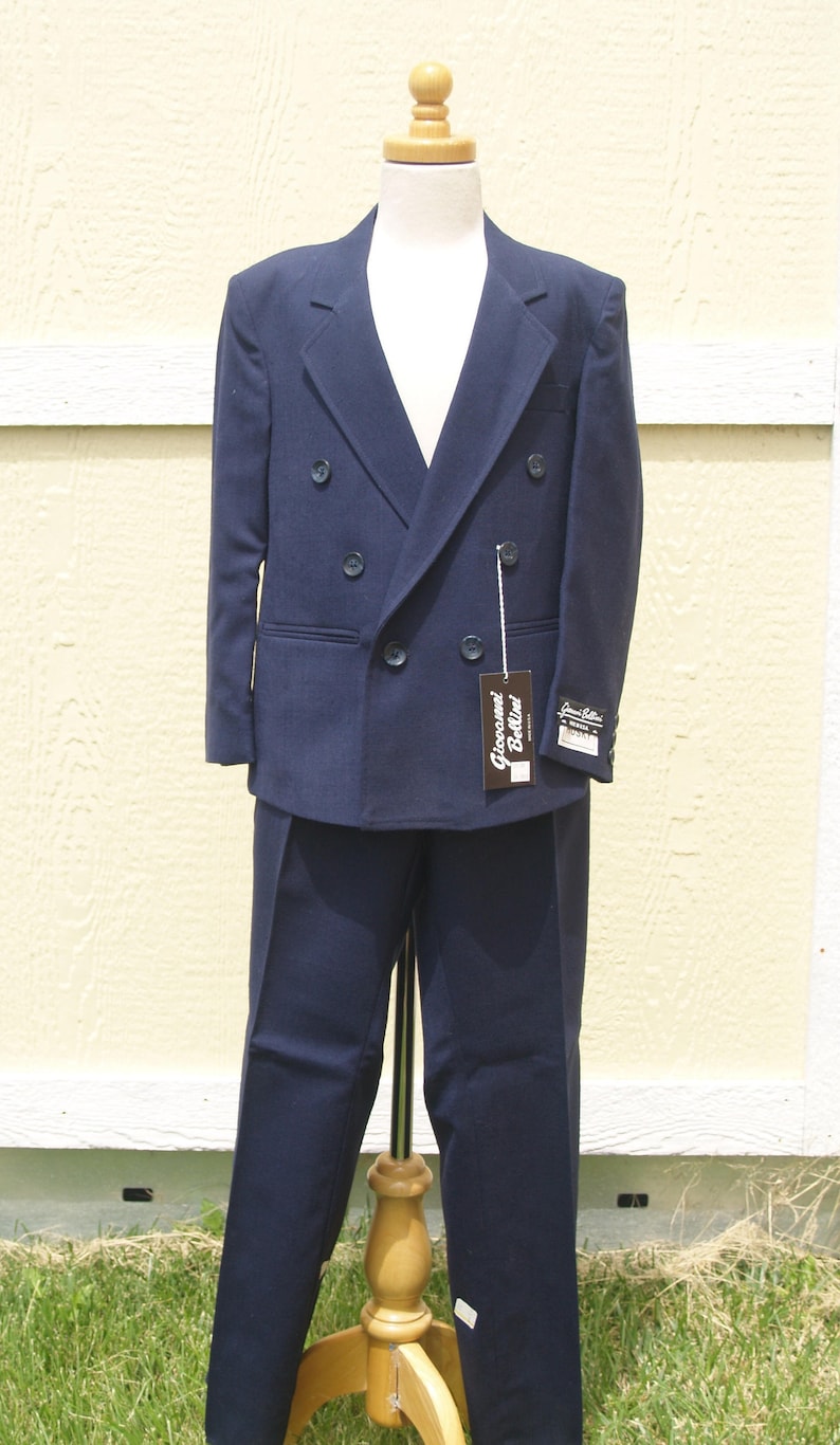 Boy's Husky 2 Piece Double Breasted Suit Navy Blue Suit Etsy