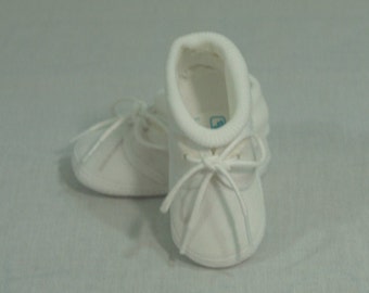 Boys Baptism Shoes Vintage New white cotton, Soft Crib Shoes with Socks, Boy Pageant Wear, Christening Day, Baby Shower Gift