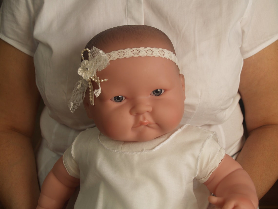 Ivory Baby Head Lace Band Baptism Hair Lace Ivory Baby Girl Etsy