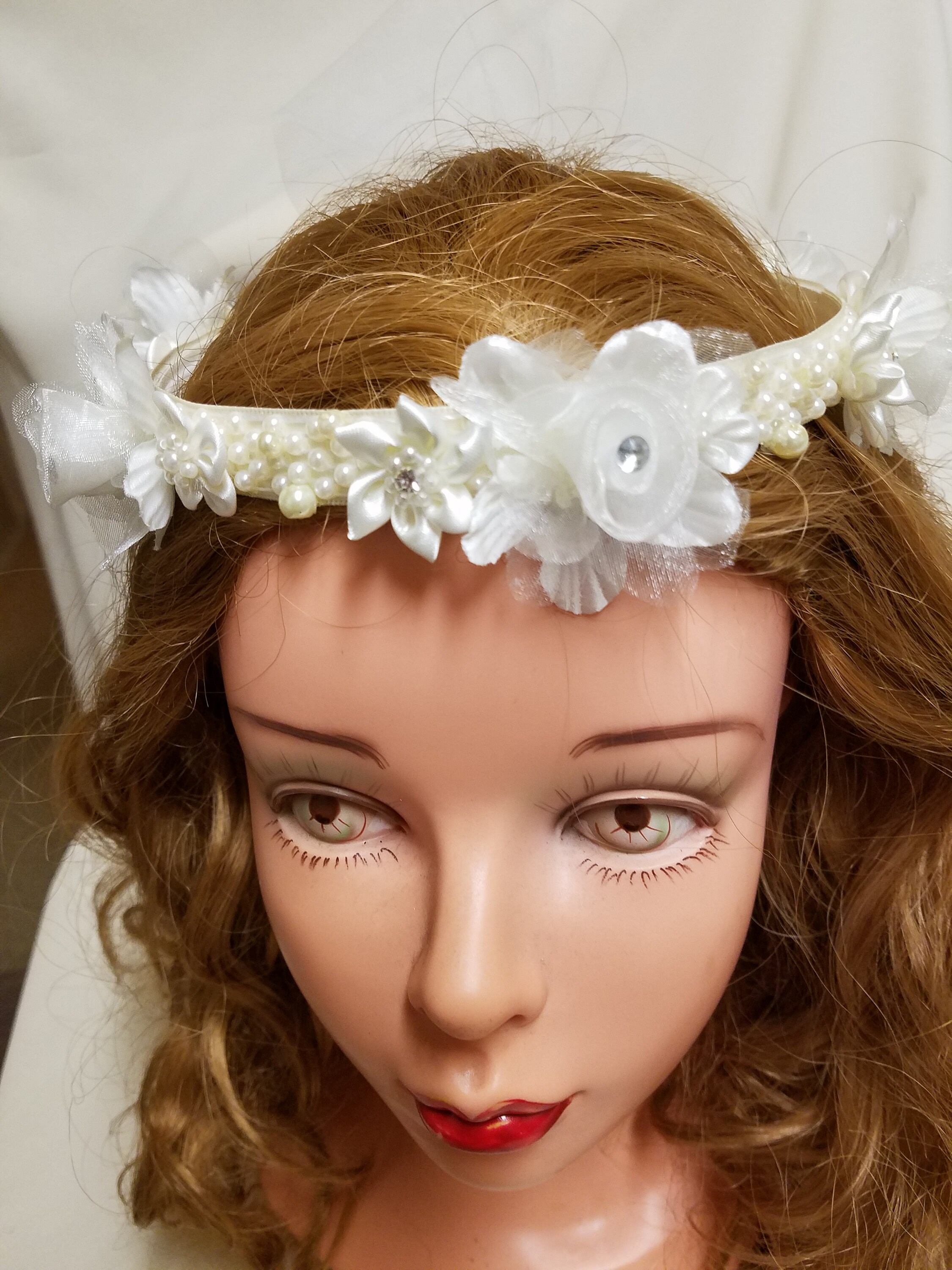Details about bridal flower girl birthday picture costume flower wreath communion crown IVORY Details about bridal flower girl birthday picture costume flower wreath communion crown IVORY