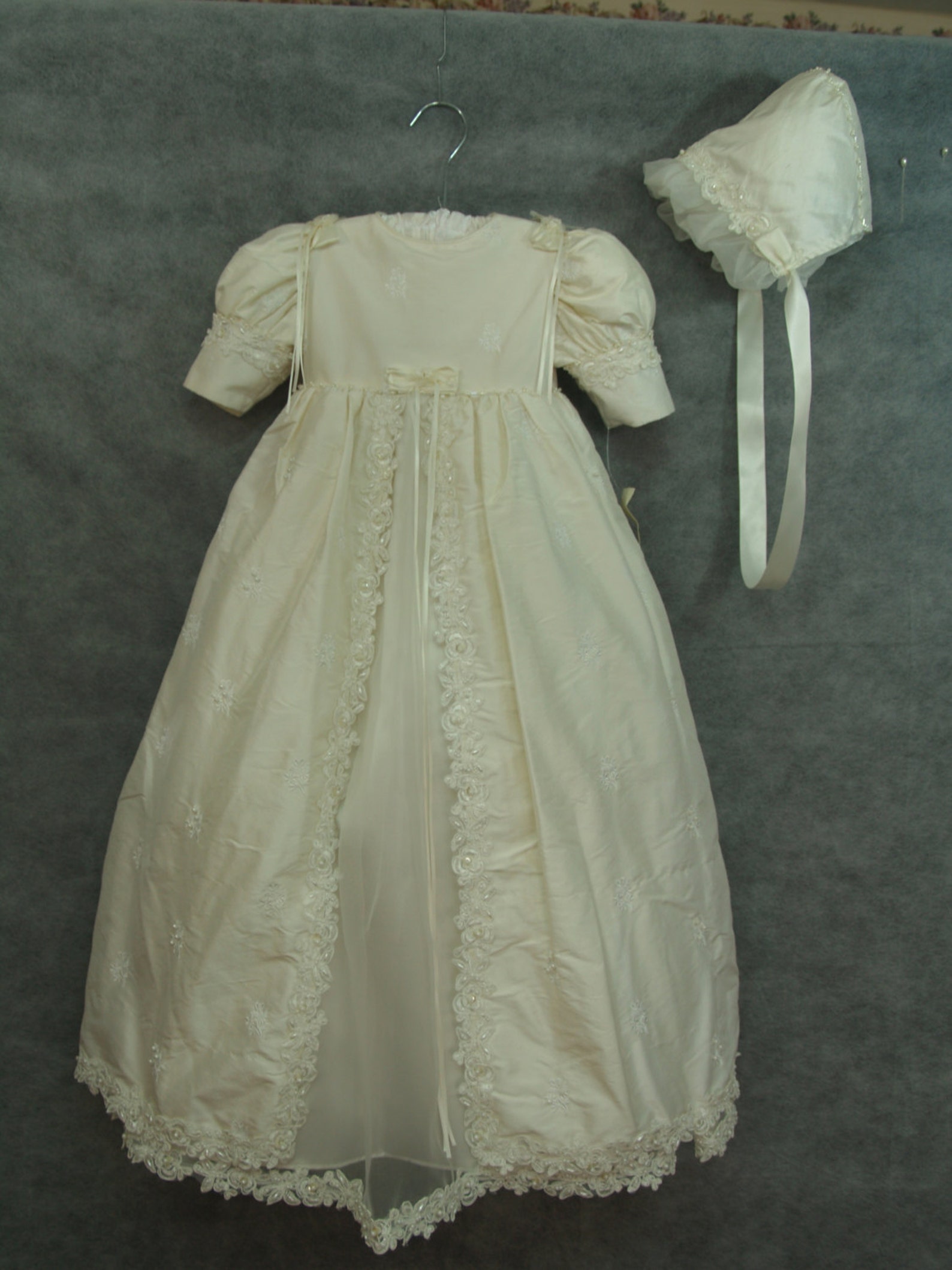 Silk beaded baptism Dress made in a Europe main image 1