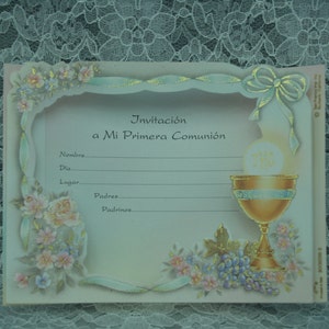 10 Einladungen zur Erstkommunion, Erstkommunion, Unisex Feines italienisches Papier, blanko, von Hand ausfüllen Invitaciones En Espanol SPANISCH #22
