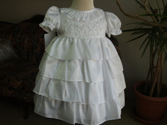 Baptism Satin Dress embroidered lace and ruffles,… - image 4
