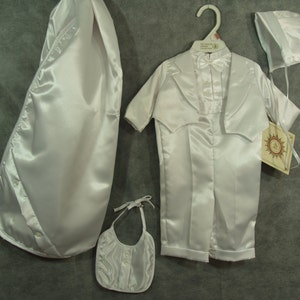 Vintage Vatican Library Collection Size 3 Months Boys Baptismal Satin Suit, Boys Satin Suit, Blanket, Bib, Hat Set, Christening Outfit