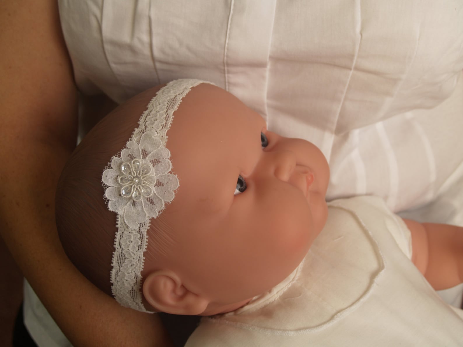 Offwhite Baby Hair Lace Baptism Hair Accessory off White Etsy