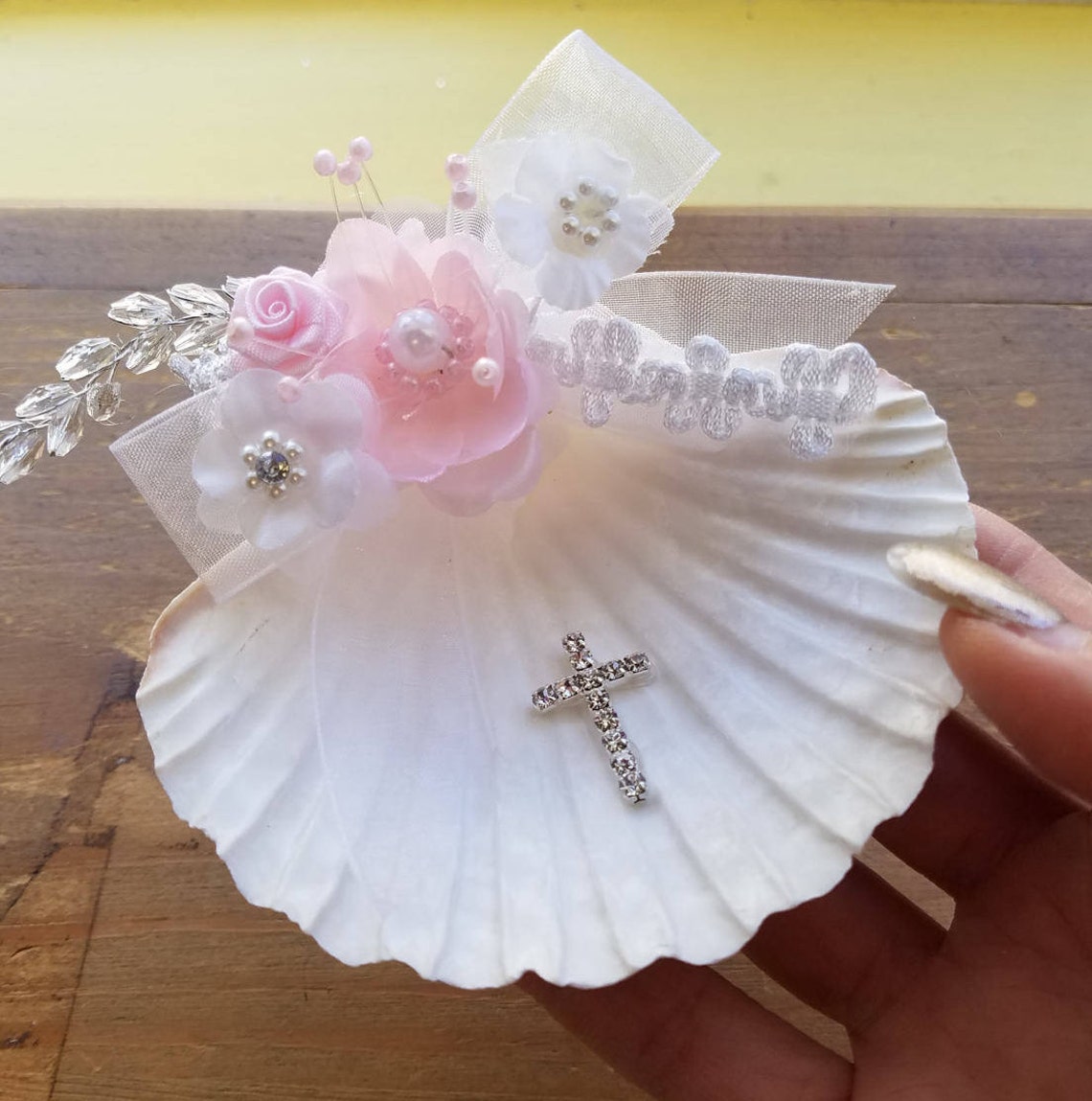 Baptism Shell for Ceremony White or Ivory Handmade, Christening ...