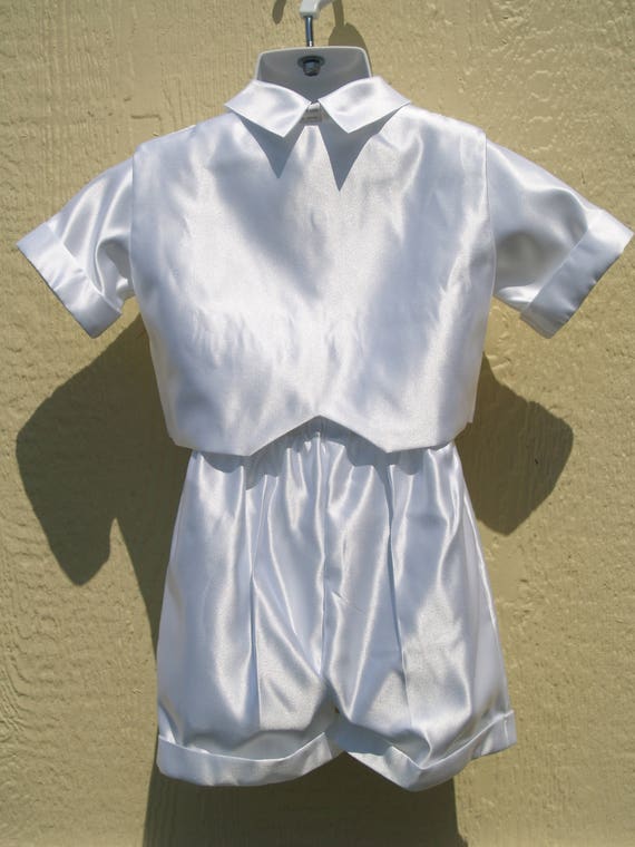 Baby Boys White Short Pants Suit & Vest w Stripes… - image 6