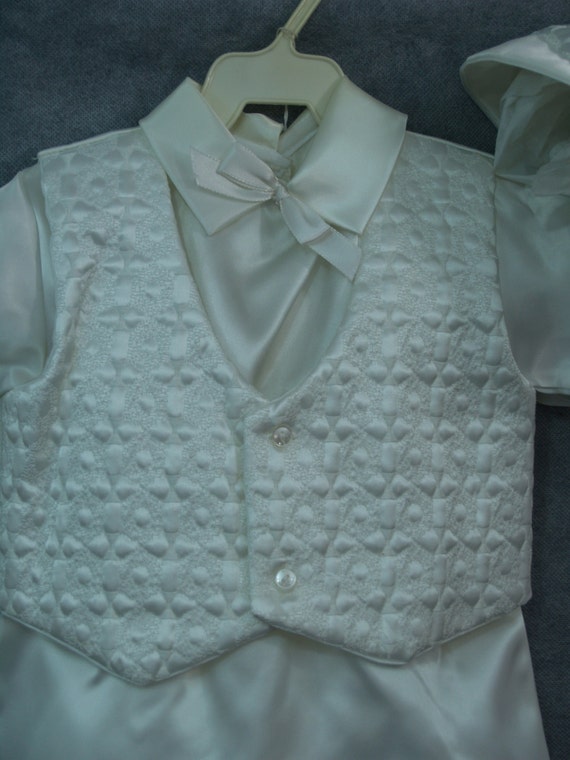 Ivory Vintage Baptism Boys Satin Outfit, Traditio… - image 3