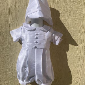 Eendelige romper voor jongens met witte doop, bijpassende hoed, doopoutfit jongens, Blessing Day, ringdrager, witte outfit, tot 18 maanden