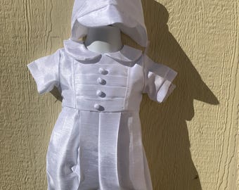 Tutina intera bianca per battesimo da bambino con cappello abbinato, vestito per battesimo da bambino, giorno della benedizione, portatore dell'anello, vestito bianco, fino a 18 mesi