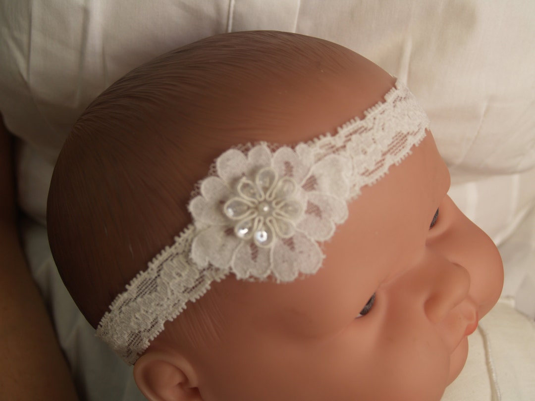Offwhite Baby Hair Lace Baptism Hair Accessory off White Etsy