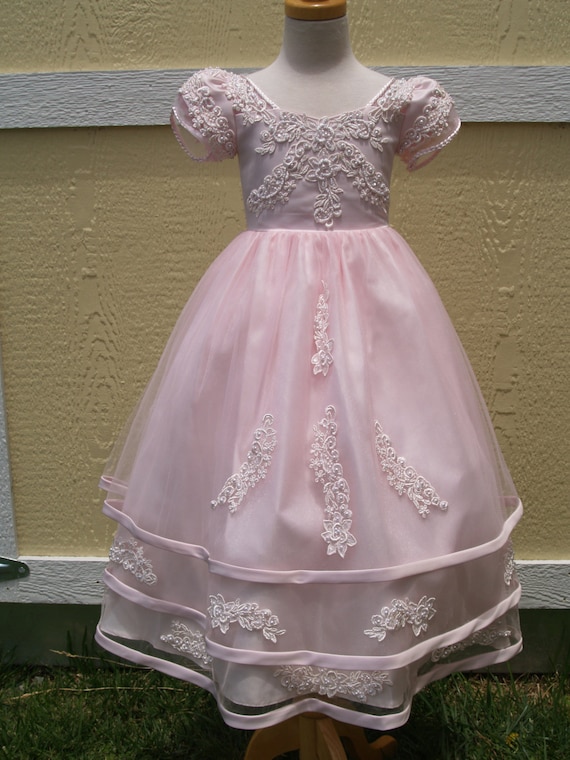 Pink Princess Dress Size 3 w Venice Lace, Vintage… - image 1