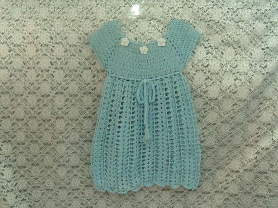 Knitted Dress Infant BLUE dress knitted 12M Size … - image 5