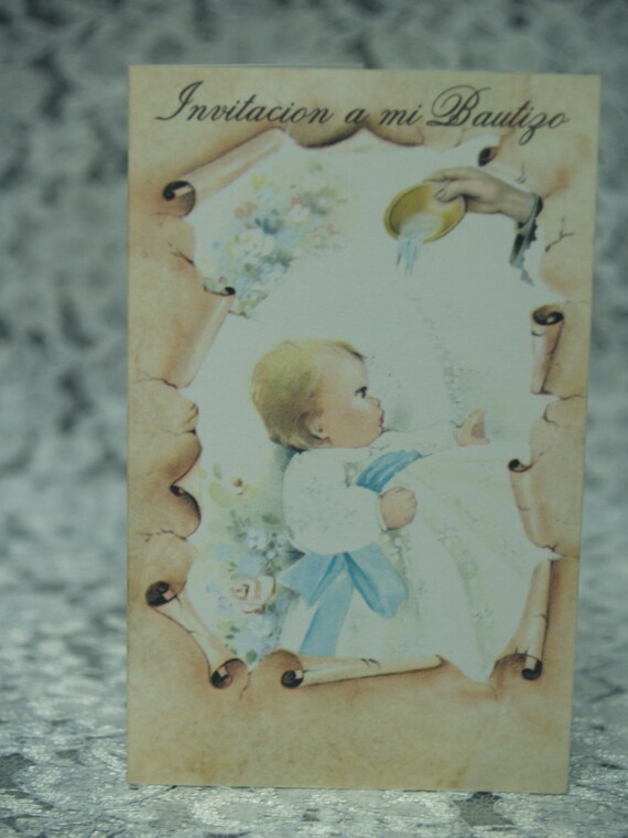 30 Invitaciones Para Bautizo Azul Con Sobres En Espanol Baby Boy Baptism Invitations Spanish Incl Envelopes Vintage Paper Retro Invites