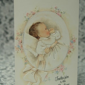 10 Brünette Haar Baby Taufe Einladungen, Spanisch nur, Schreiben, Per Hand ausfüllen, Invitaciones de Bautizo de Nina