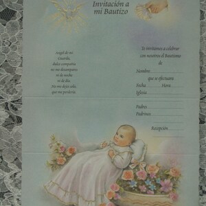 10 Bautizo Invitaciones Edles italienisches Papier, Einladungen zur Taufe auf Spanisch, Vintage, Invitacion de Bautizo Espanol, Unisex,
