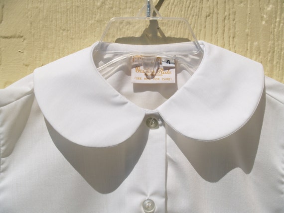 Blusa escolar vintage Regla de oro Cuello Peter Pan de nina camisa blanca de uniforme escolar a medida bolsillo delantero cuello redondeado camisa de uniforme Etsy Espana