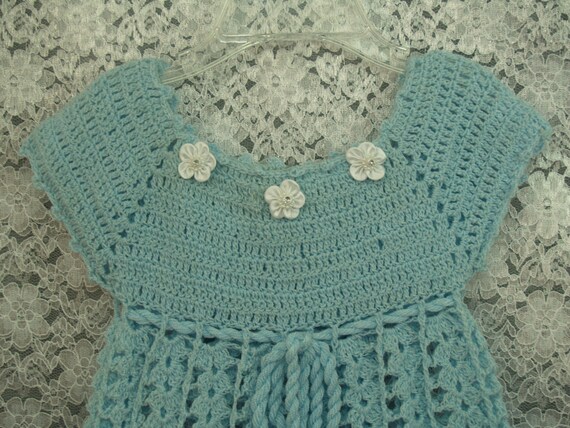 Knitted Dress Infant BLUE dress knitted 12M Size … - image 4
