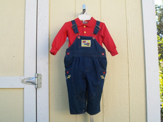 Overall Baby Boy 12M Infant Romper Set Red Shirt … - image 3