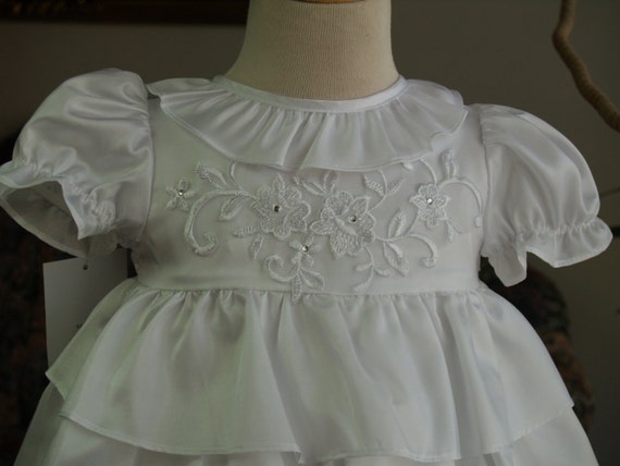 Baptism Satin Dress embroidered lace and ruffles,… - image 3