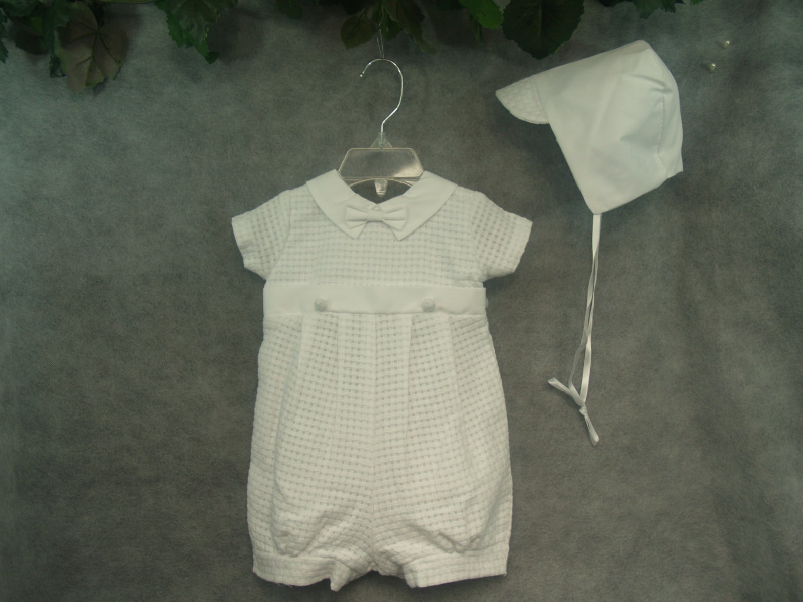 Boys White Baptism Detachable Gown Skirt Converts Into Romper, Unisex