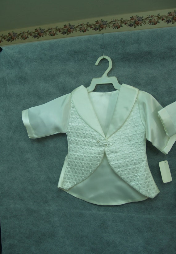 Ivory Vintage Baptism Boys Satin Outfit, Traditio… - image 4