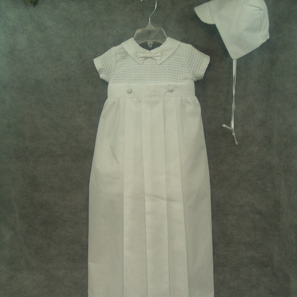 Boys White Baptism Detachable Gown Skirt Converts Into Romper, Unisex Christening Outfit, Infant Boys Dress, Cap, Romper & Skirt, Blessing