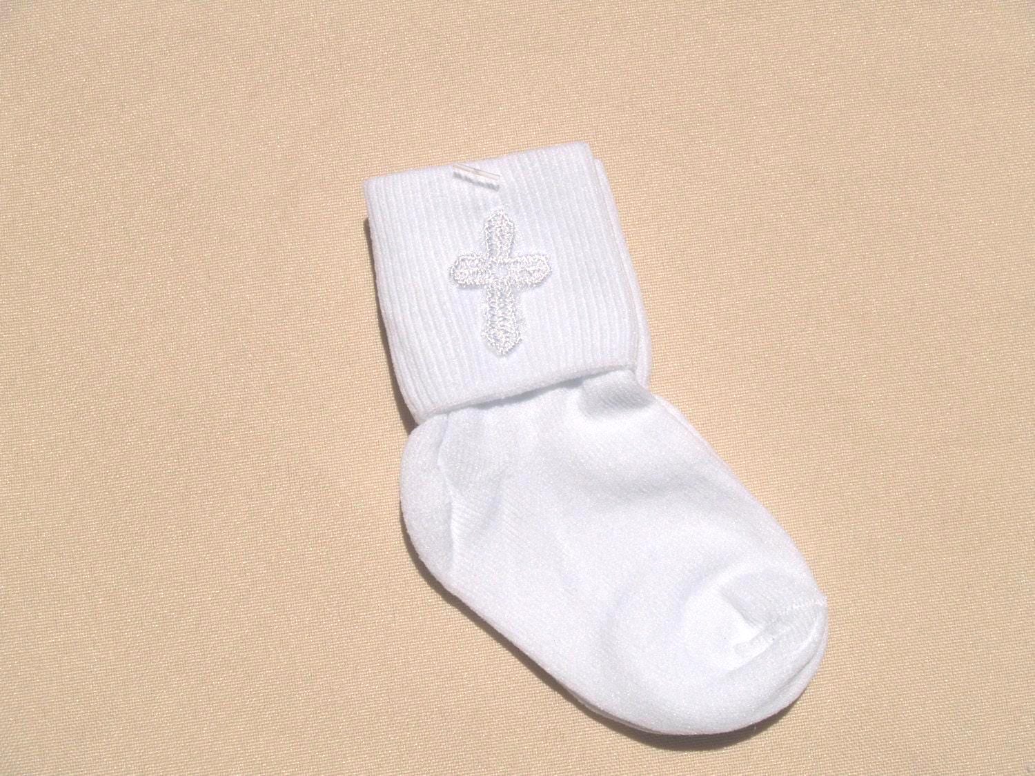 Boys Embroidered Cross Socks, boys Wear, Baptism Socks, Socks, Special Occassion Wear, White Cross, Baby Shower Gift