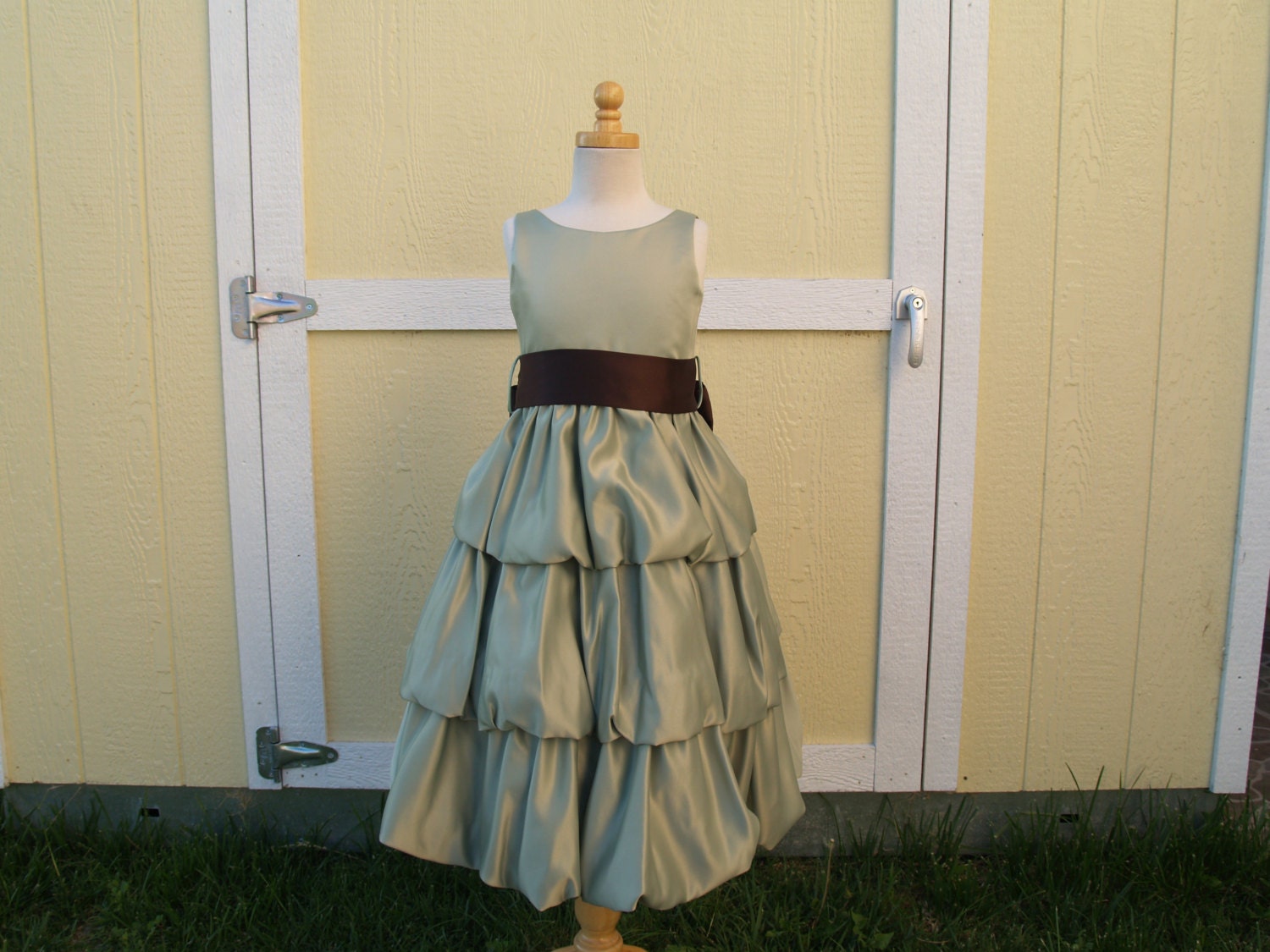 Sage Green Satin Tiered Dress - Etsy