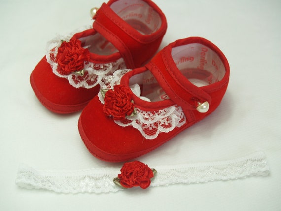 red velvet baby shoes