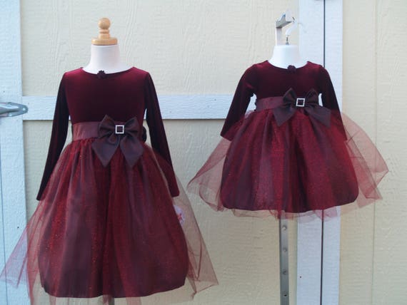 girls burgundy velvet dress