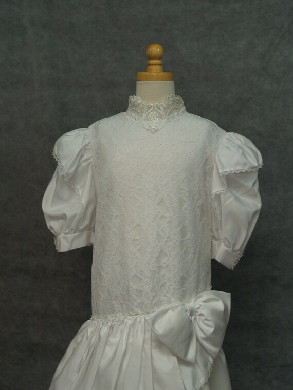 Vintage First Holy Communion Dress White Size 8 1… - image 3