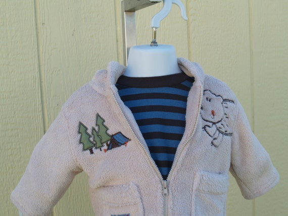 KNITTED ONE-PIECE WITH BABY BLUE AND CREAM STRIPES, NEWBORN KNITTED ONE-PIECE WITH BABY BLUE AND CREAM STRIPES, NEWBORN