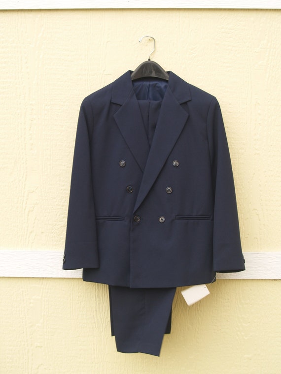 Boy's Husky 2 Piece Double Breasted Suit Navy Blue Suit - Etsy